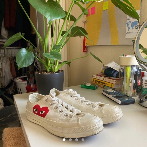 White Low Top Comme des Garçons Converse Play - Picture 2 of 3